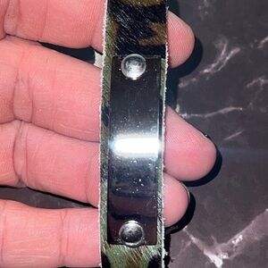 Plunder Camo Leather Bracelet with Polished Metal Plate